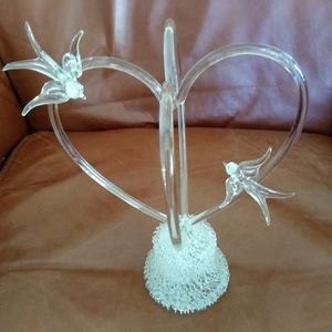 Handblown Glass Wedding Cake Topper with Lovebirds